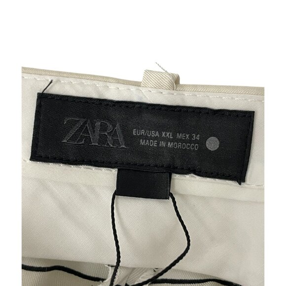 Zara Womens Pants Trouser XXL Ecru Geometric Printed Satin Effect 2761/027 NWT - Picture 7 of 16